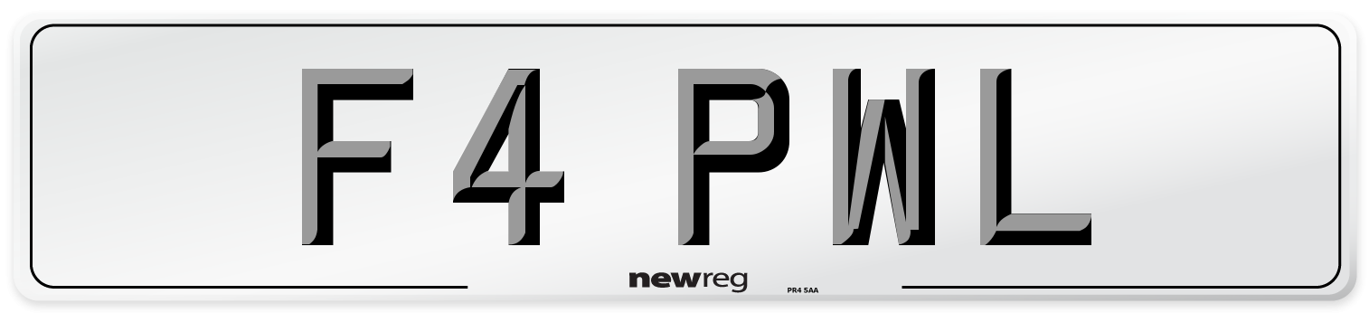F4 PWL Number Plate from New Reg